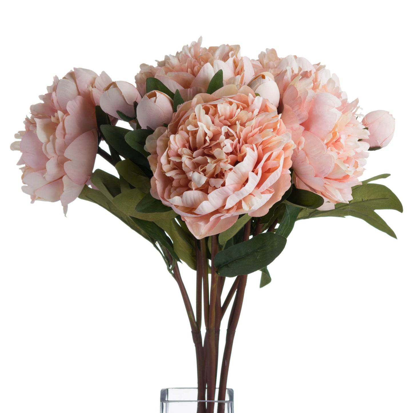 Set of 3 Artificial Flowers Peach Peony Rose Stem