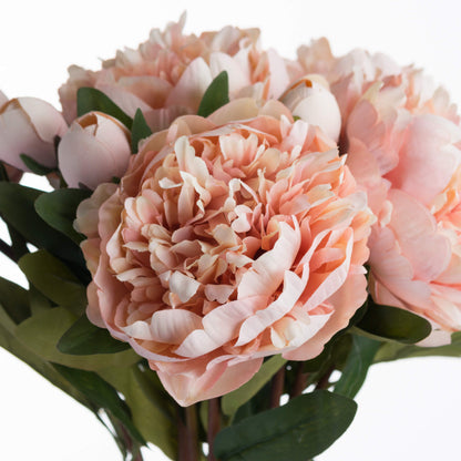 Set of 3 Artificial Flowers Peach Peony Rose Stem