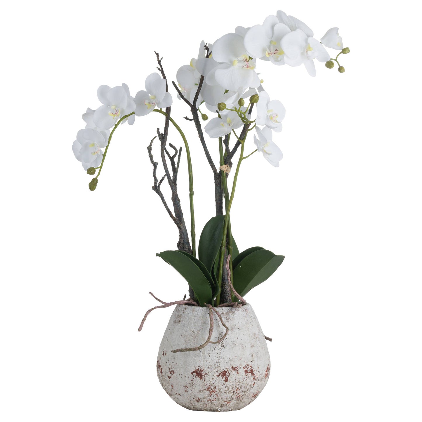 Artificial Plant White Orchid in Ceramic Pot