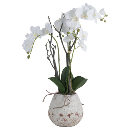 Artificial Plant White Orchid in Ceramic Pot