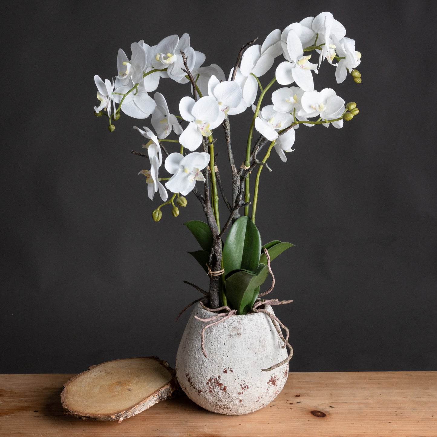 Artificial Plant White Orchid in Ceramic Pot