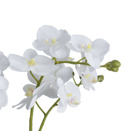 Artificial Flowers White Orchid in Glass Pot