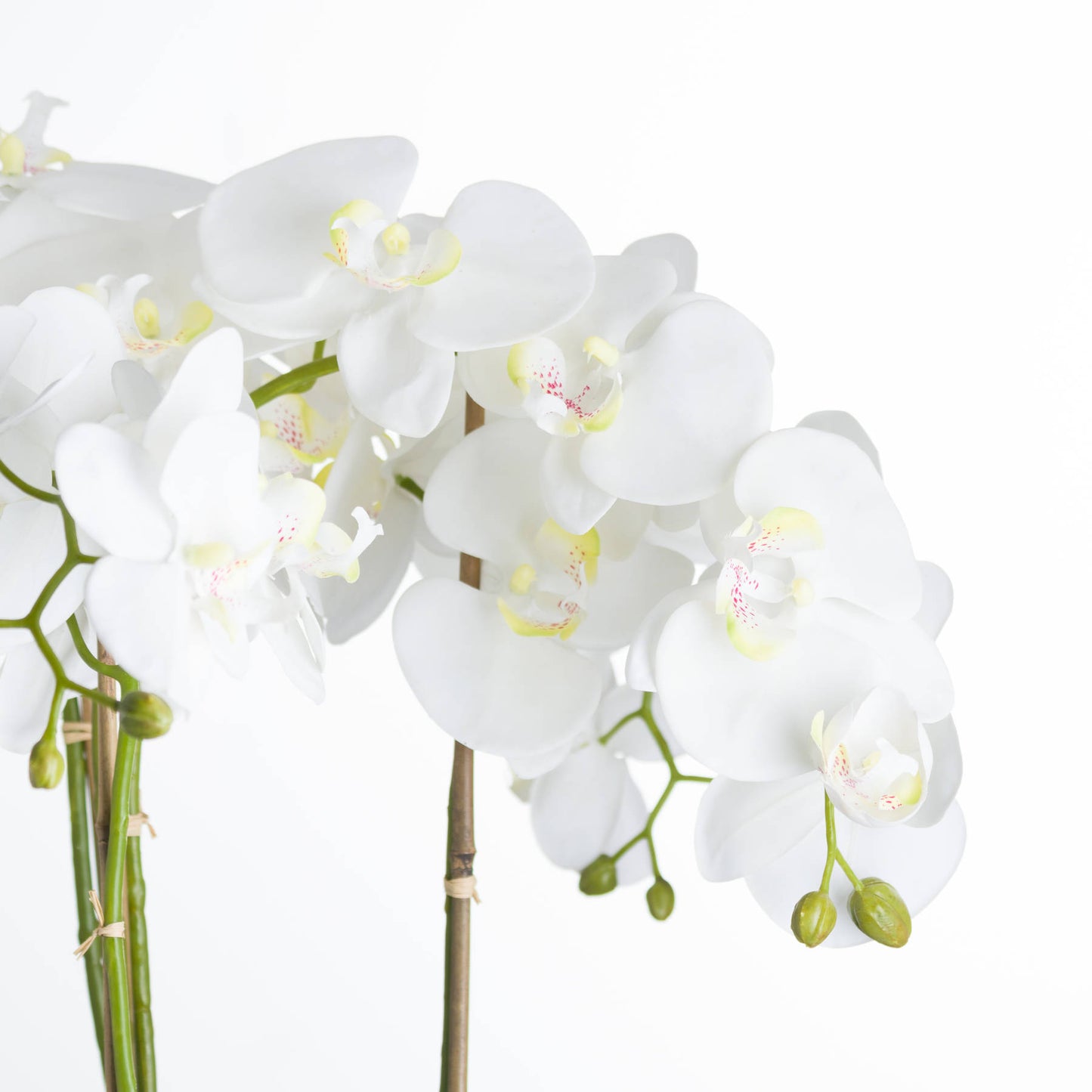 Artificial Flowers Large White Orchid in Stone Pots