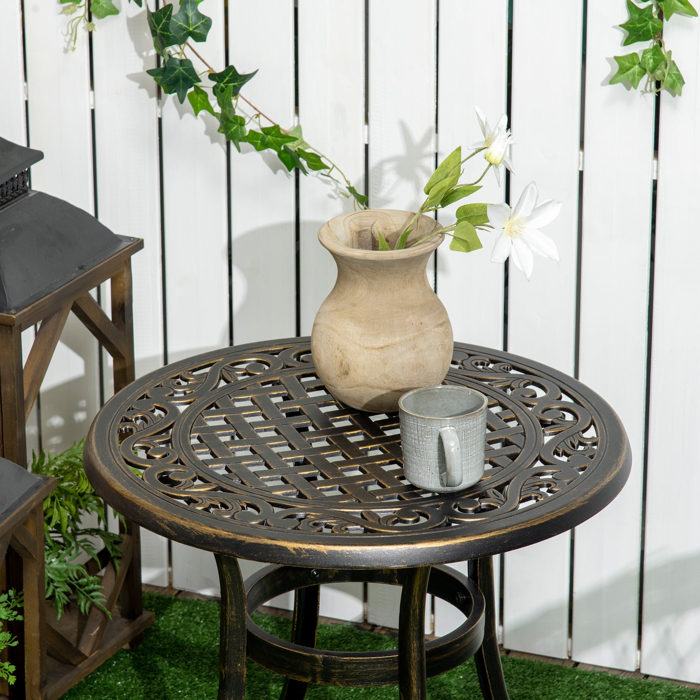Sani Cast Aluminium Bronze Outdoor Side Table With Anti Slip Feet
