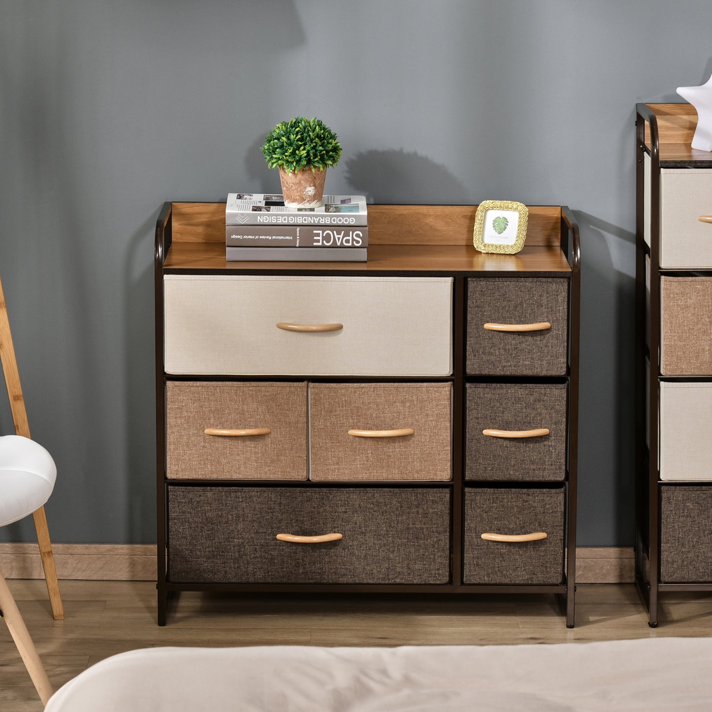 Latave Fabric And Metal Multicolour 7 Drawer Foldable Storage Chest