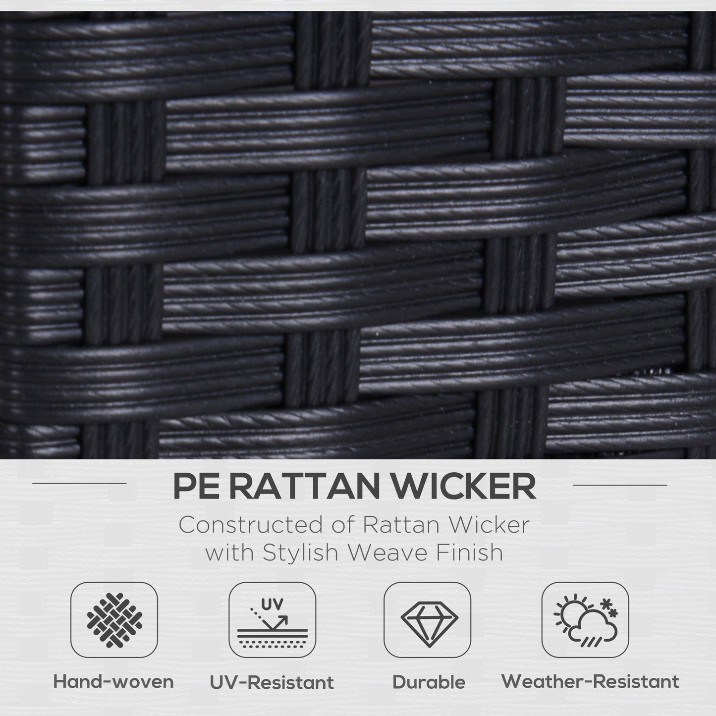 Toha Rattan Black 2 Seater Outdoor Sofa With White Cushions