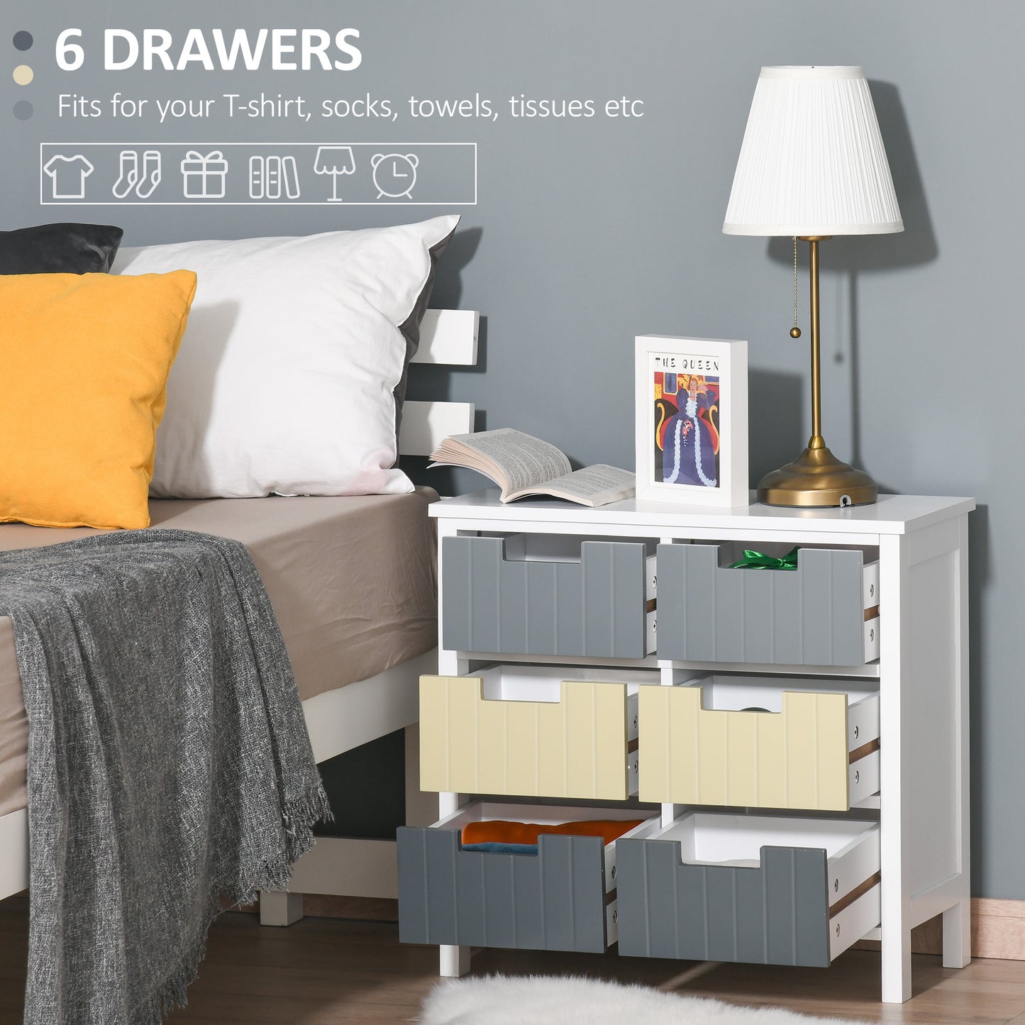 Nemo Multicolour Wooden 6 Drawer Storage Cabinet