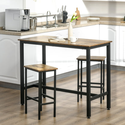 Latzse Set Of 2 Rustic Brown Industrial Counter H8 Bar Stools With Footrest