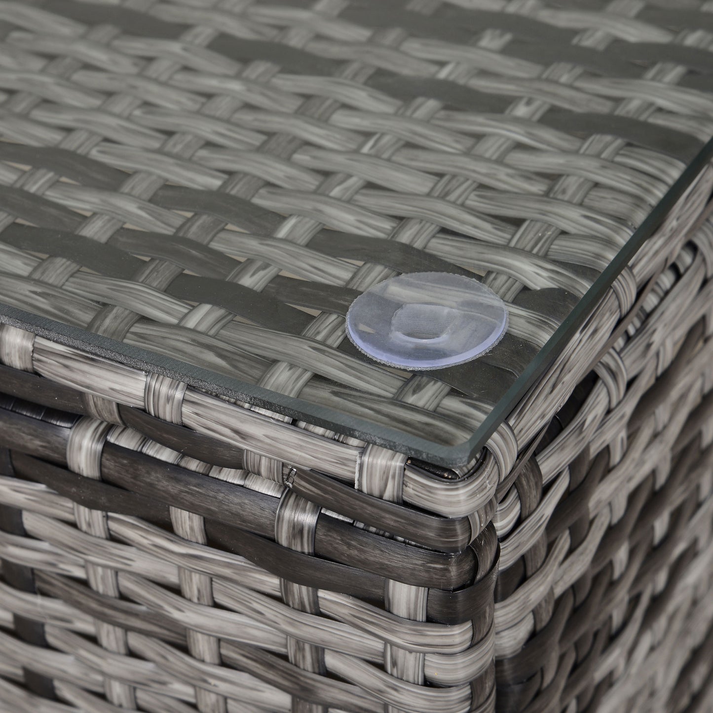Lolifi Grey Rattan Outdoor Coffee Table With Glass Top