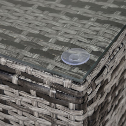 Lolifi Grey Rattan Outdoor Coffee Table With Glass Top