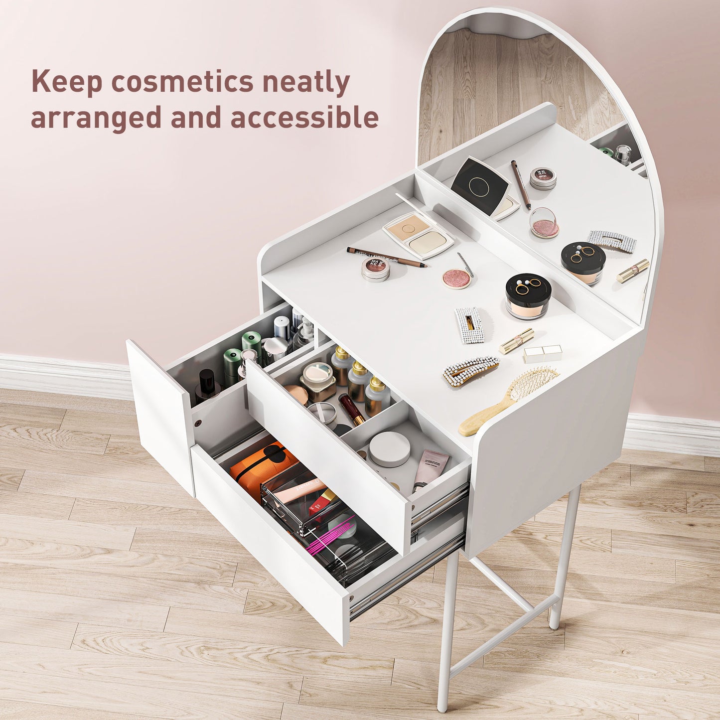 Panina White Compact Dressing Table With 3 Drawer Storage