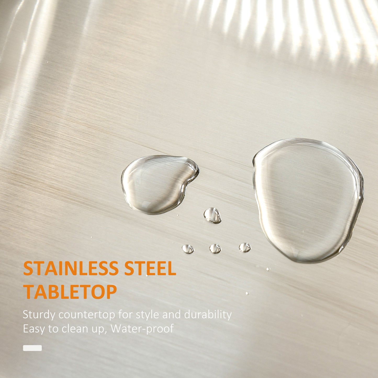 Nenapa Wooden White Kitchen Island On Wheels With Stainless Steel Top Drawer And Side Rack