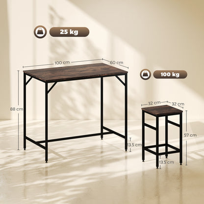 Vimose Wooden Rustic Brown 5 Piece Breakfast Bar Table And Stool Set