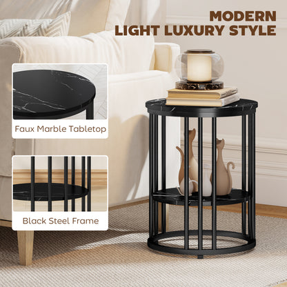 Dilisu Set Of 2 Wooden Black Marble Effect Coffee Tables