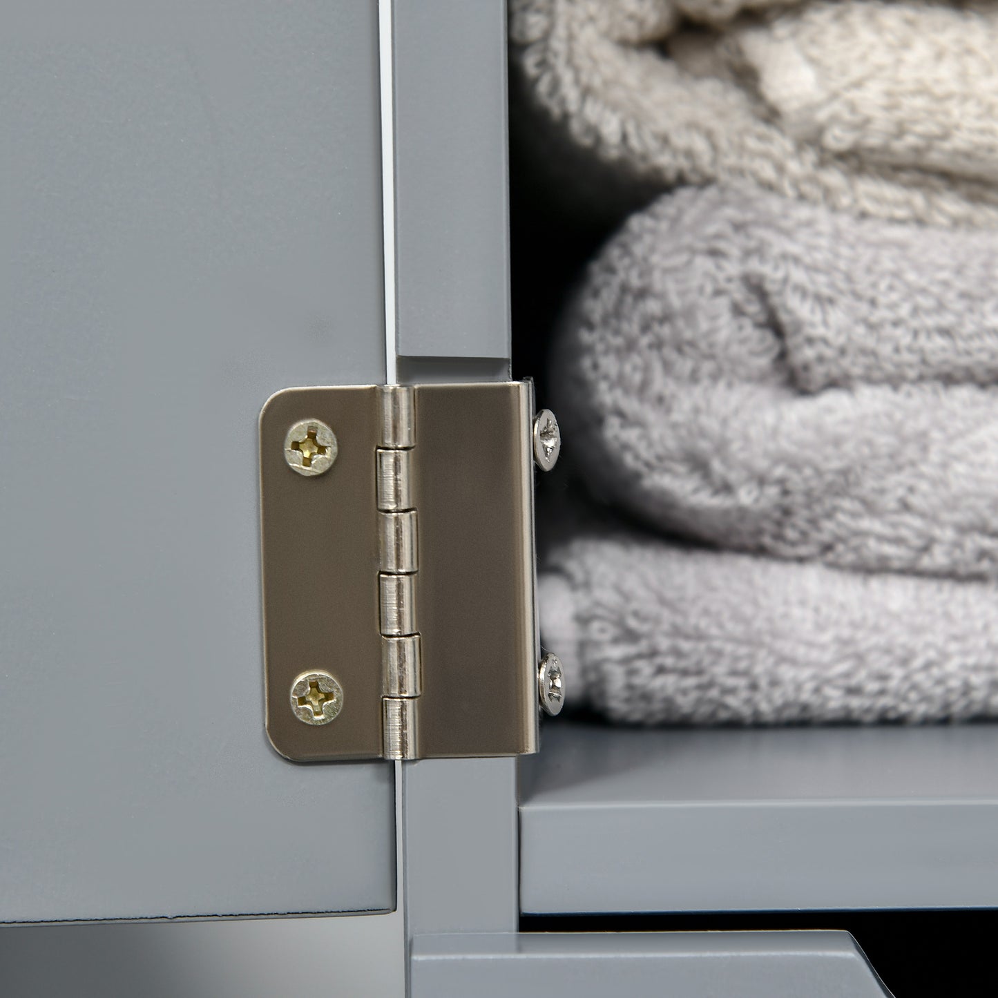 Keli Falo Slim Freestanding Bathroom Storage Cabinet With Shelves And Drawers In Grey