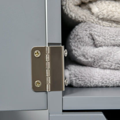 Keli Falo Slim Freestanding Bathroom Storage Cabinet With Shelves And Drawers In Grey