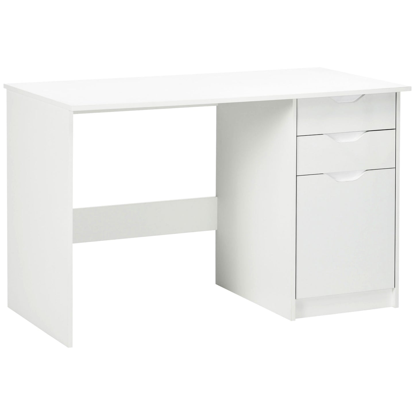 Niba 120cm High Gloss White Home Office Desk With Drawers And Storage Cabinet