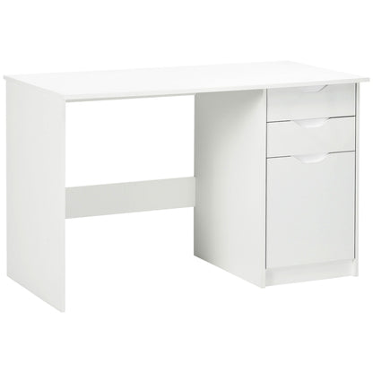 Niba 120cm High Gloss White Home Office Desk With Drawers And Storage Cabinet