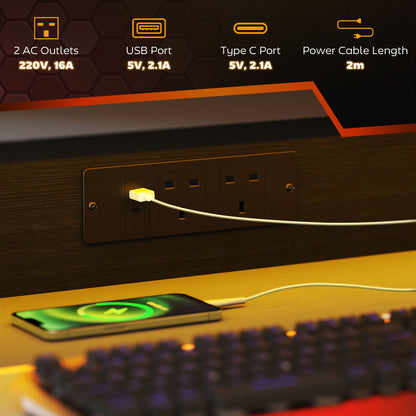 Tovapa 100cm Minimalist Black 2 Level LED Gaming Desk