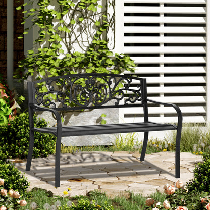 Saradi Taro Steel Black 2 Seater Outdoor Garden Bench
