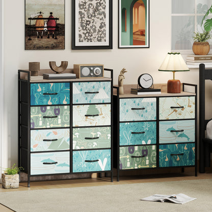 Larala Wooden Blue 8 Drawer Storage Chest