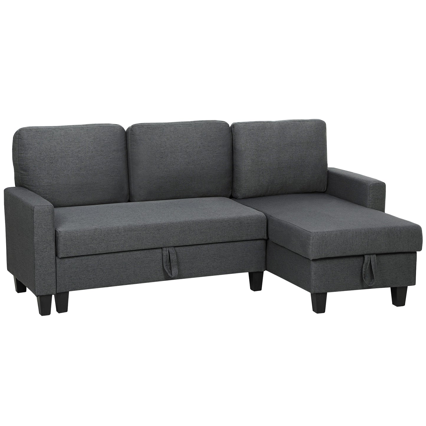 Lulo Dark Grey Fabric Upholstered 3 Seater Sofa Bed With Storage