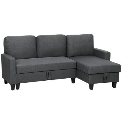 Lulo Dark Grey Fabric Upholstered 3 Seater Sofa Bed With Storage