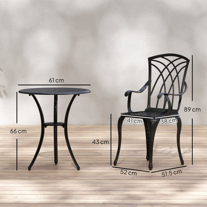 Sazzotti Brown Cast Aluminium Garden Bistro Set With 2 Armchairs And Round Table