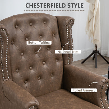 Selato Fabric Brown Wingback Accent Chair With Chesterfield Style Tufting And Nailhead Trim
