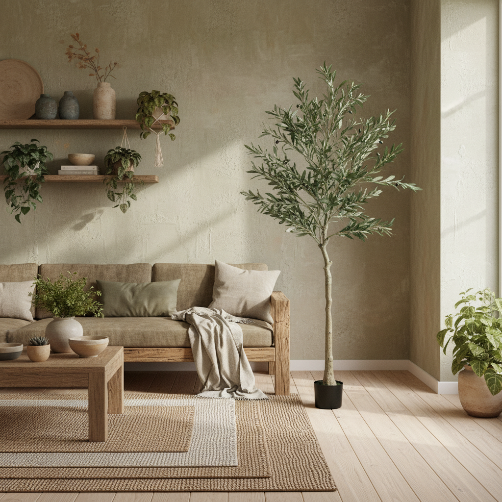 Rorile Artificial Olive Style Tree With Silk Leaf Finish