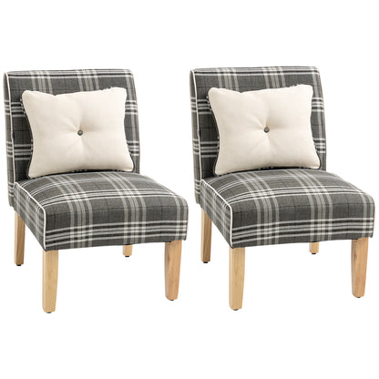Tala Fabric Grey Accent Dining Chairs Set Of 2 With Patterned Upholstery And Wood Legs