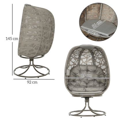 Nise Rattan And Metal Sand Brown Swivel Egg Chair With Cushions