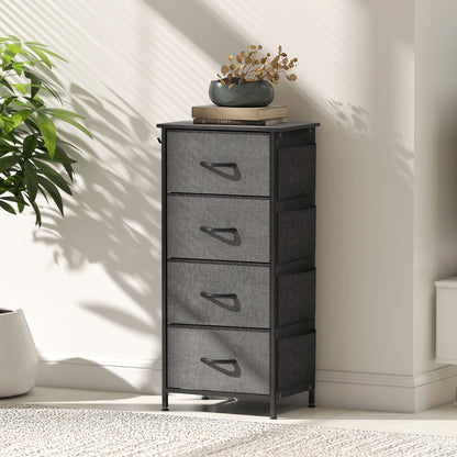 Lolova Fabric And Metal Charcoal Grey 4 Drawer Storage Chest