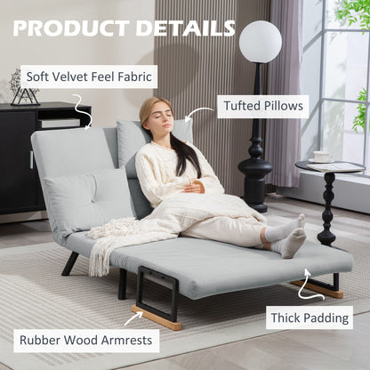 Pazike Light Grey 4 In One Convertible Double Sofa Bed With Cushions