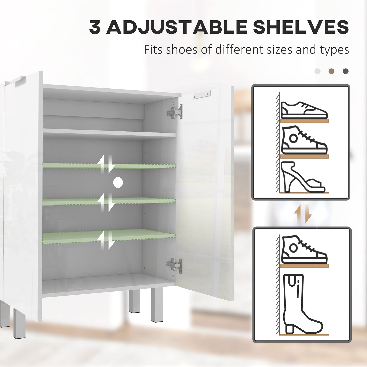 Conoyo Wooden White 5 Shelf Shoe Storage Cupboard