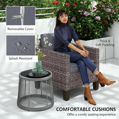 Maba Rattan Grey Single Outdoor Garden Armchair With Cushions