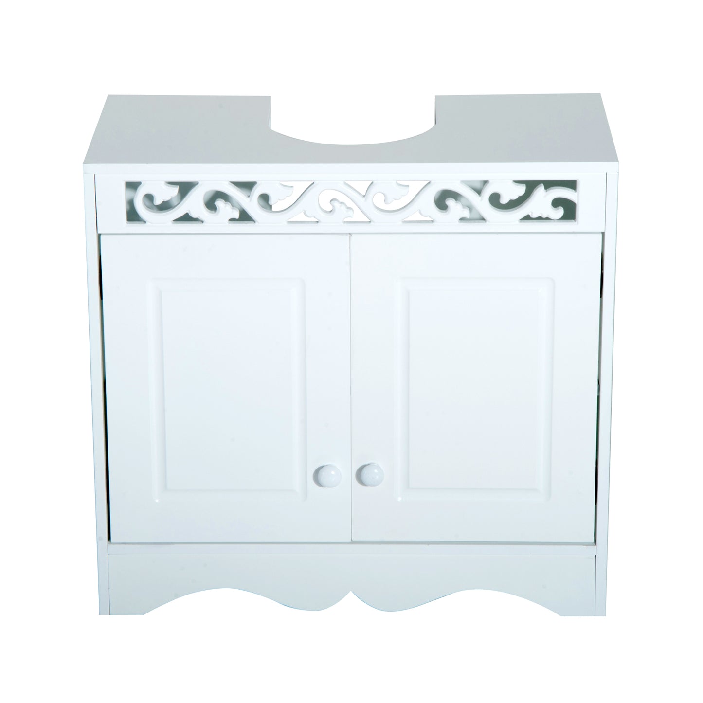 Seni Under Sink Bathroom Storage Cabinet With Double Doors In Wood Finish
