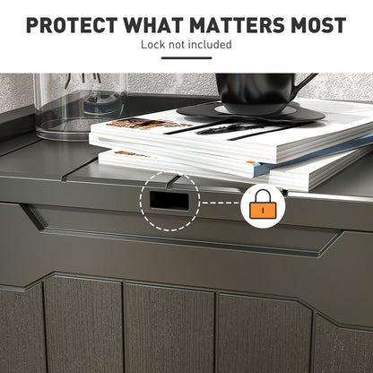 Baseso Plastic Charcoal Grey Outdoor Storage Chest With Lift Lid 107 Litre Capacity
