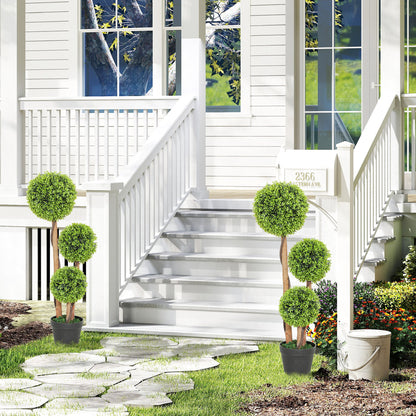 Fidole Set Of 2 Artificial Boxwood Ball Topiary Trees In Pots For Indoor And Outdoor Use