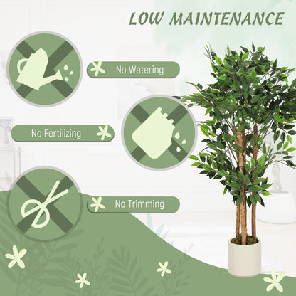 Rokalo Artificial Ficus Style Tree With Solid Trunk Detail In Pot 120cm Green
