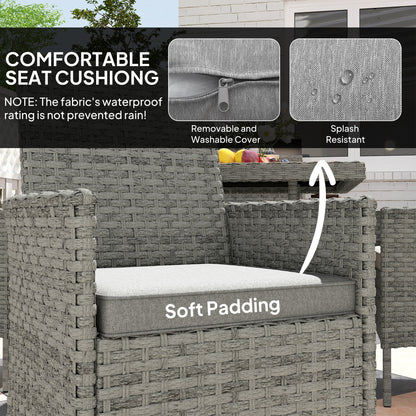 Noha Grey Rattan 4 Seater Outdoor Dining Set with Square Glass Table