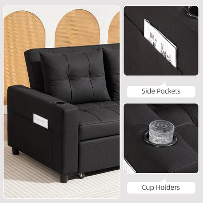 Kanovi Fabric Black 2 Seater Pull Out Sofa Bed