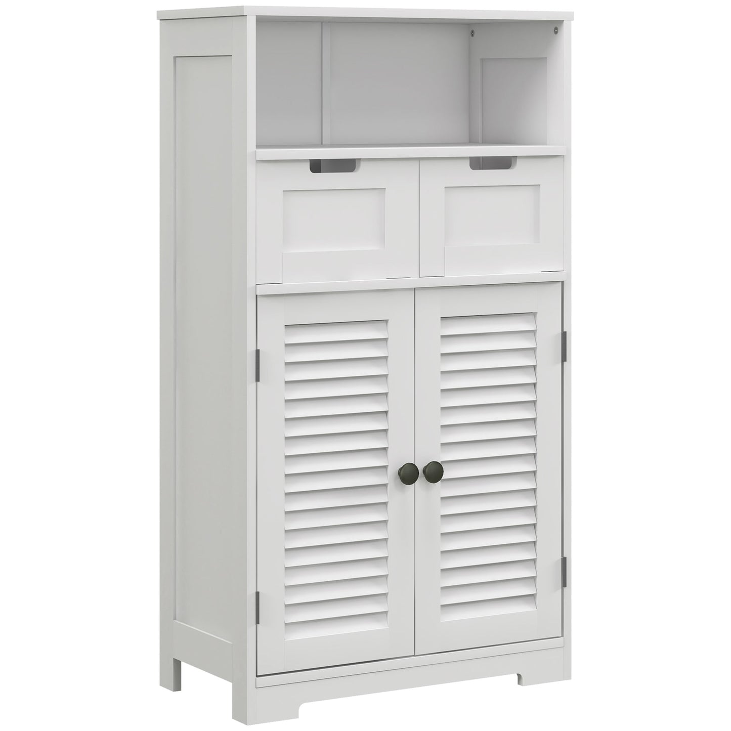 Vikese Dosu 3 Section Bathroom Storage Unit With Shelves Drawers And Cupboard White