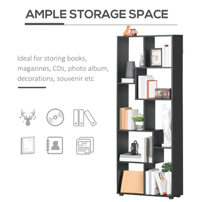 Rotolu Bado Wood Black 8 Tier Freestanding Grid Bookcase With Anti Tip Design
