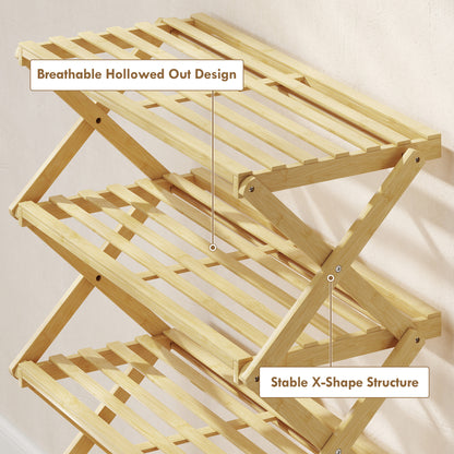 Taseyo Sori Natural Bamboo 4 Tier Folding Shoe Rack
