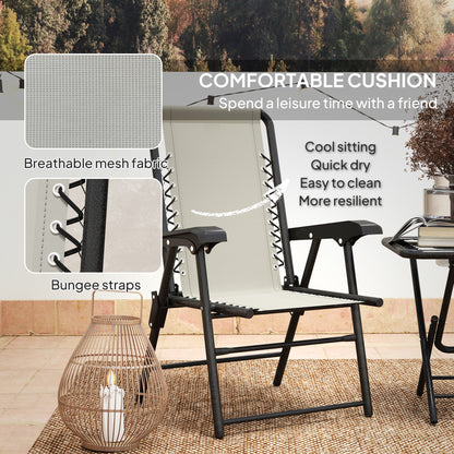 Diroke Metal Cream White 3 Piece Garden Table And Chair Bistro Set