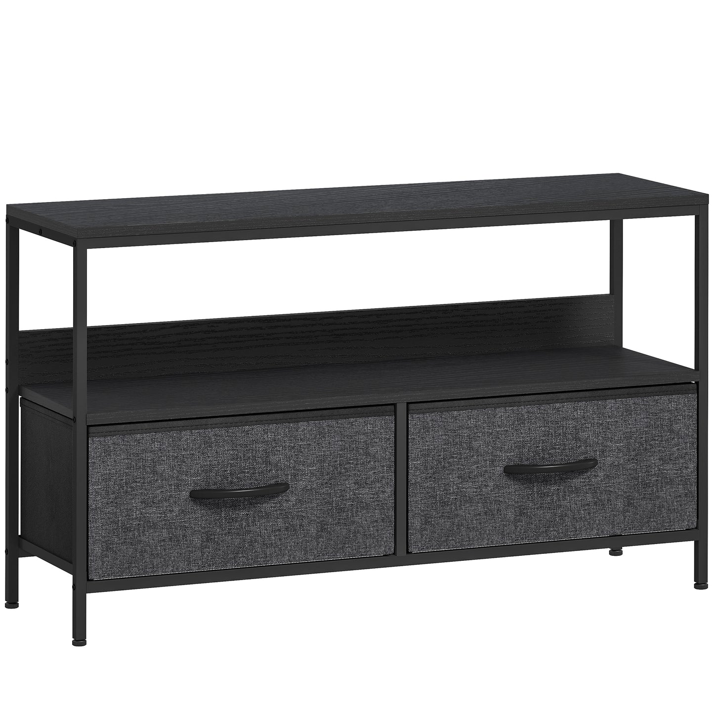 Avatera 98cm Black and Grey TV Storage Unit With 2 Fold Down Fabric Drawers
