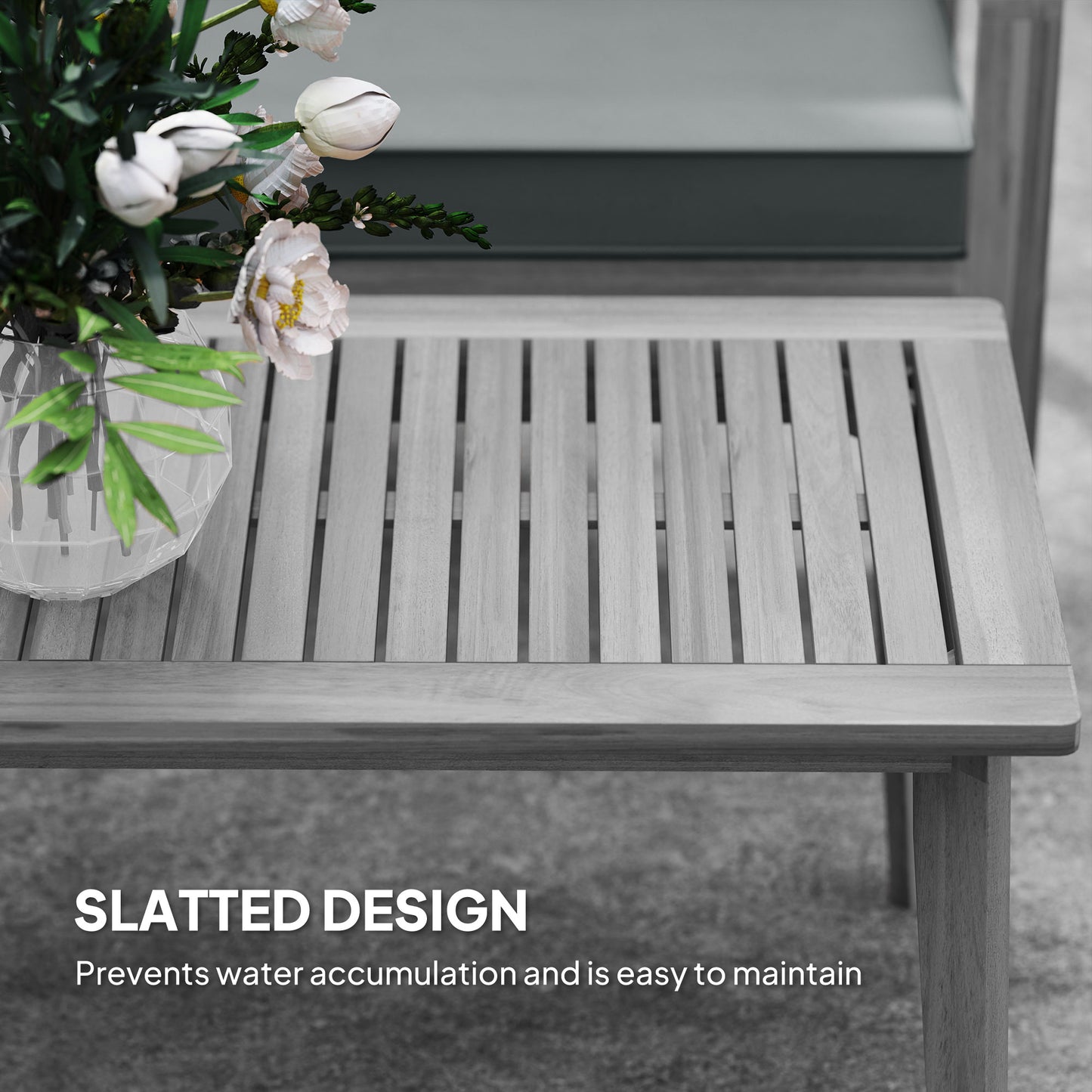 Nabatove Grey Wood 4 Seater Outdoor Garden Furniture Set With Cushions
