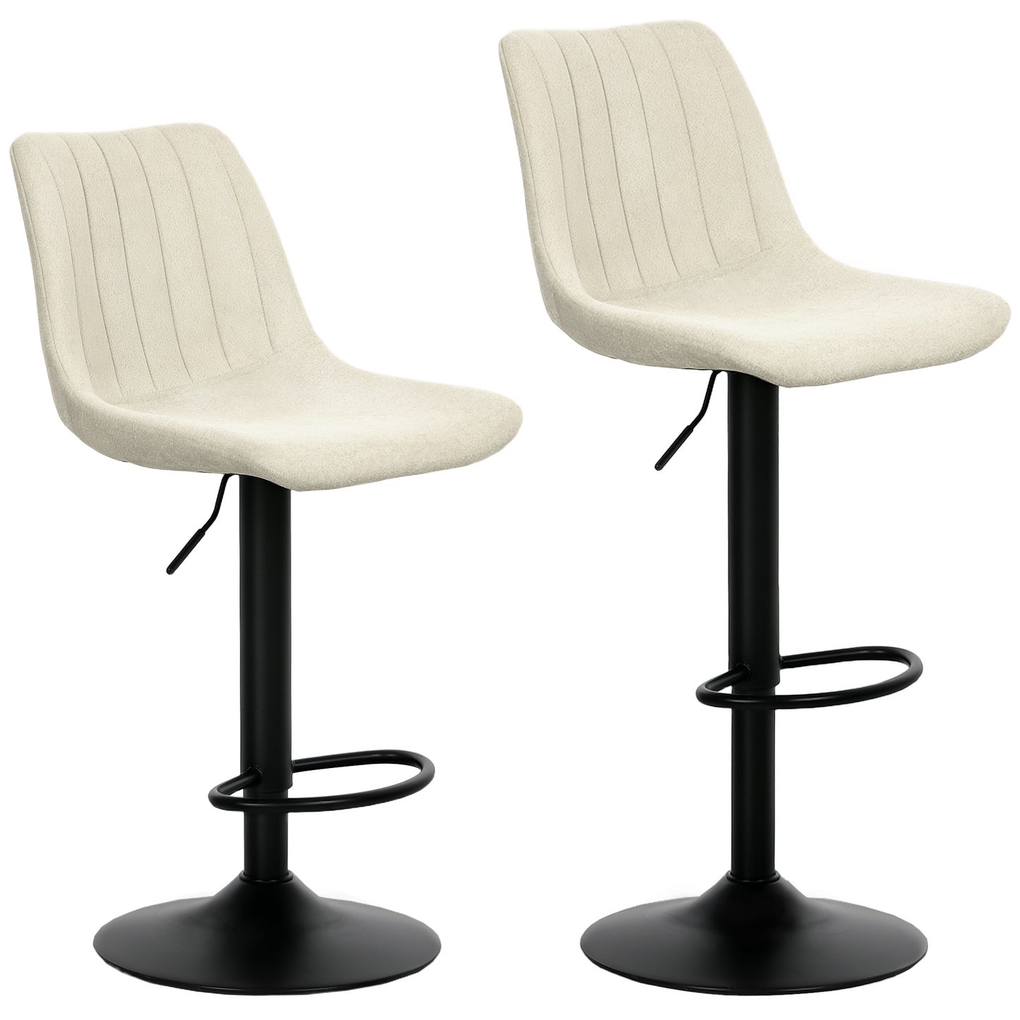 Sefipa Chenille Beige Tub Style Bar Stools Set Of 2 With Soft Touch Upholstery