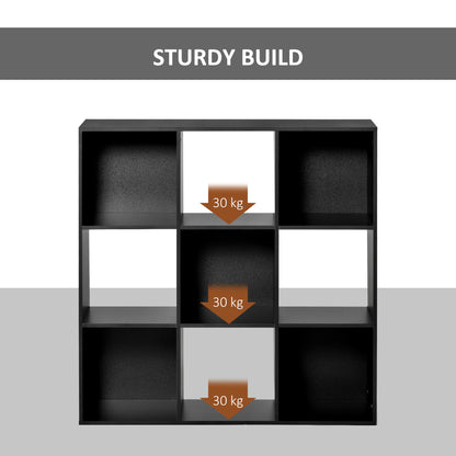 Remamo Wood Black 3 Tier 9 Cube Storage Bookcase